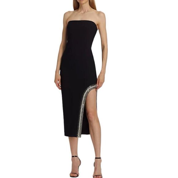 Cinq a Sept Sammy Strapless Rhinestone Midi Dress Size 12 - Picture 1 of 12